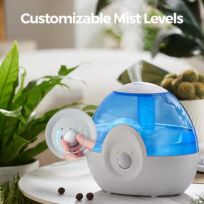 raydrop Cool Mist 2.2L Humidifiers for Bedroom, 28dB Whisper-Quiet Ultrasonic Humidifier, Easy to Clean Home Humidifier, Auto Shut-Off, 30H Work Time, Night Light (Blue)