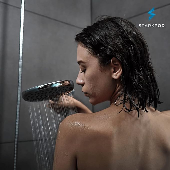 SparkPod High Pressure Handheld Shower Head - Huge 6-Inch Face - Luxury Rain Shower Design - Tool-Free 1-Min Installation - Handheld Only, No Bracket or Hose (Luxury Polished Chrome)