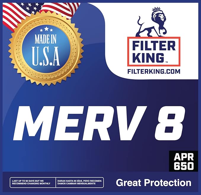 Filter King 24x24x1 Air Filter | 6-PACK | MERV 8 HVAC Pleated A/C Furnace Filters | MADE IN USA | Actual Size: 23.5 x 23.5 x .75"