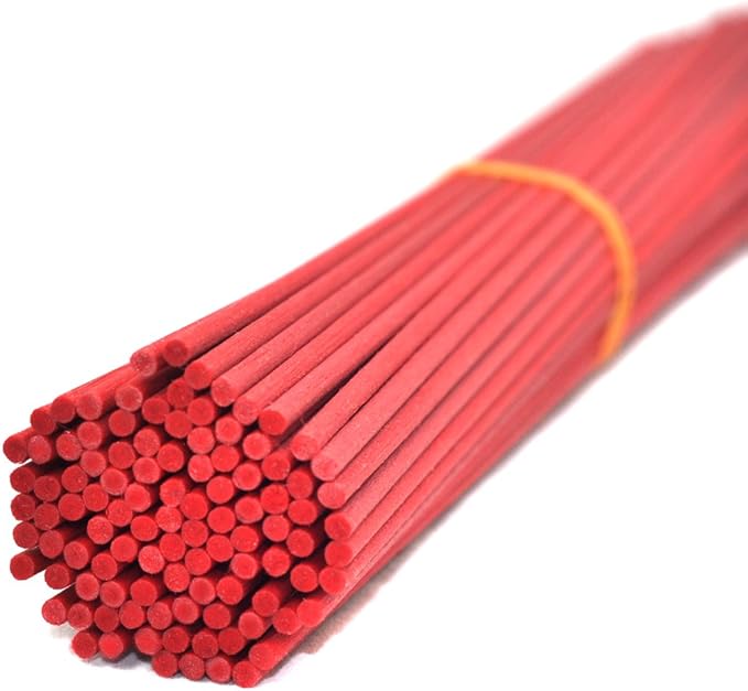 100 Pieces Fiber Reed Diffuser Replacement Refill Sticks (10" x 3mm, Red)