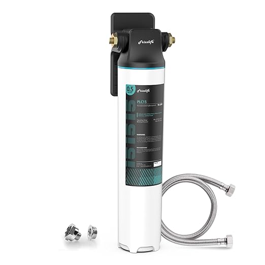 Frizzlife SW15 Under Sink Water Filter System, NSF/ANSI 53&42 Certified, Reduces 99.99% Lead, Chlorine, Bad Taste & Odor, Inline Water Filter, 16K Gallons High Capacity, 0.5 Micron, USA Tech
