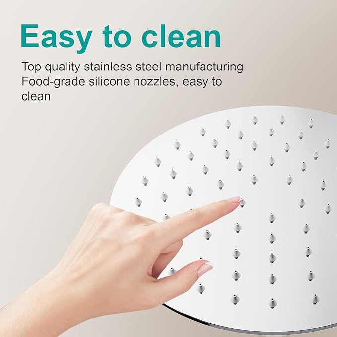 All Metal Rain Shower Head - Heavy Duty Stainless Steel, Easy Install, High Water Flow, Ultra-Thin Modern Design for Bathroom (Chrome, 8)