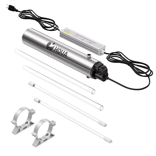 HQUA-TWS-12 Ultraviolet Water Purifier Filter for Whole House Water Purification,12GPM 120V, 1 Extra UV Lamp + 1 Extra Quartz Sleeve