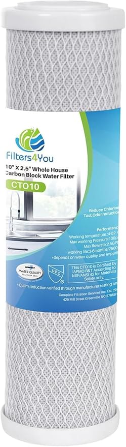 CFS – 12 Pack Carbon Block Water Filter Cartridge Compatible with Hydro Life 52418 C-2471 Models – Removes Bad Taste and Odor – Whole House Replacement Filter Cartridge – 1 Micron
