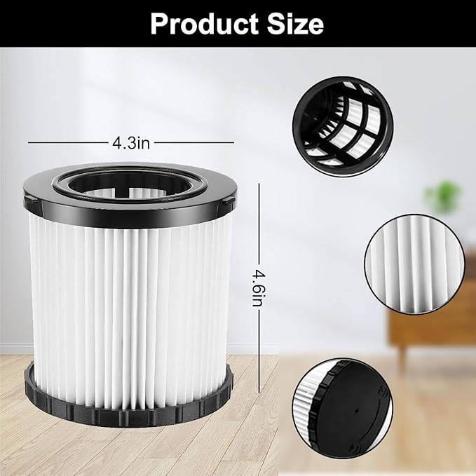 3 Pack DCV5801H HEPA Filter Replacement for DEWALT DCV580, DCV581H, DCV5801H Wet/Dry Vacuum Cleaner
