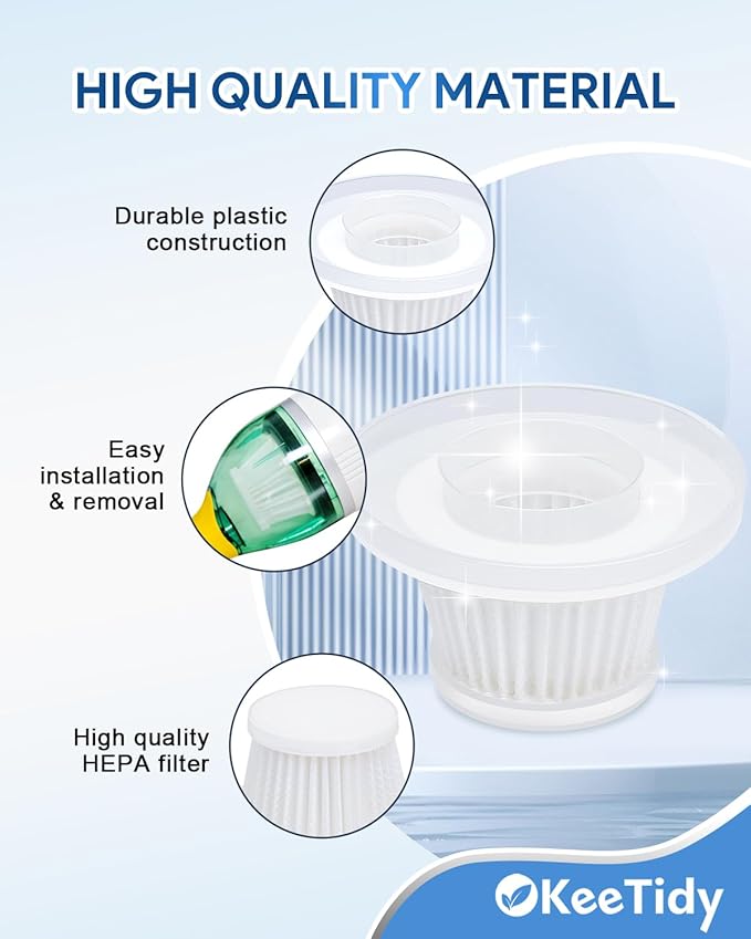 Replacement Filter Compatible with Horsepower Duck Compact Cordless Vacuum Cleaner AS Seen On TV, Vacuum Cleaner Filter Replacement Parts, 6+1 Pack