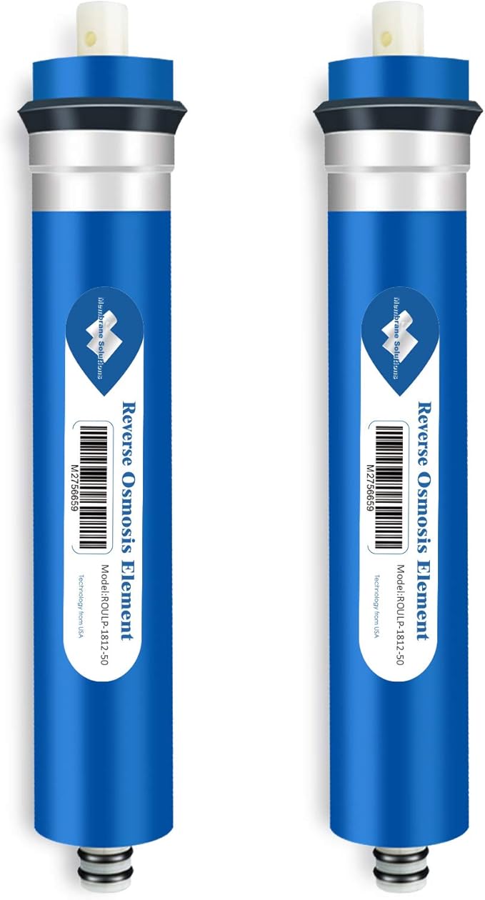 Membrane Solutions 50 GPD RO Membrane 1.75"x11.75" Standard Reverse Osmosis Membrane Filter Replacement for Kitchen Under Sink RO System and Aquarium Reef Tank, ROULP-1812-50 (2-Pack)
