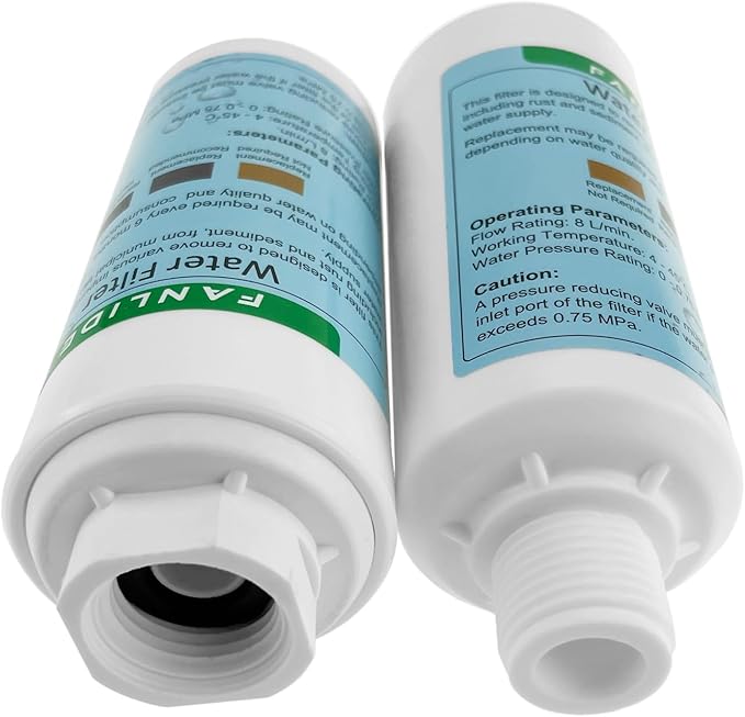 Bidet water filter for electronic bidet seats, Toilet water filter system, compatible with 1/2" 1/4" 3/8" Bidet hose (2 Filters + 2 Adapter)