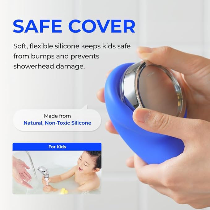 BODYLUV - Puresome Handheld Shower Head (Ver.1), Strong Water Pressure, Water Saving Filter For Bathroom (Handheld Shower Head with Silicon Cover) (Sky Blue)