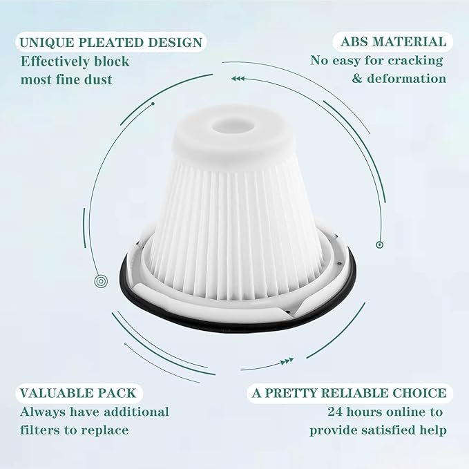 Replacement for BLACK & DECKER Hand Vacuum Filter compatible with VF200SP BDH2000SL/BDH1800S Vacs, Replace Part # 90543043-01, 4 * Black Decker vacuum filters, 1 Cleaning Brush By Improvedhand