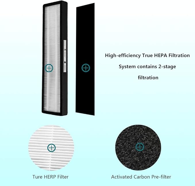 True HEPA Replacement Filter E Size, Compatible with Idylis IAP-GG-125, FIL-GG-125 and Germguardian AC5000 Series FLT5000 Filter C, Pack of 2