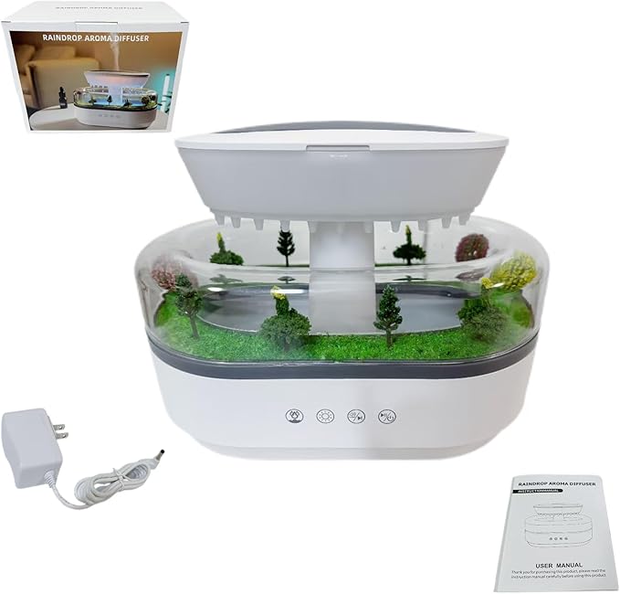 Humidifiers for Bedroom, 250ML Essential Oil Diffuser, Aromatherapy Diffuser, with 7-Color Mood Light, Quiet Raindrop Cool Mist Air Humidifier for Bedroom, Office, Nursery, Plants- White