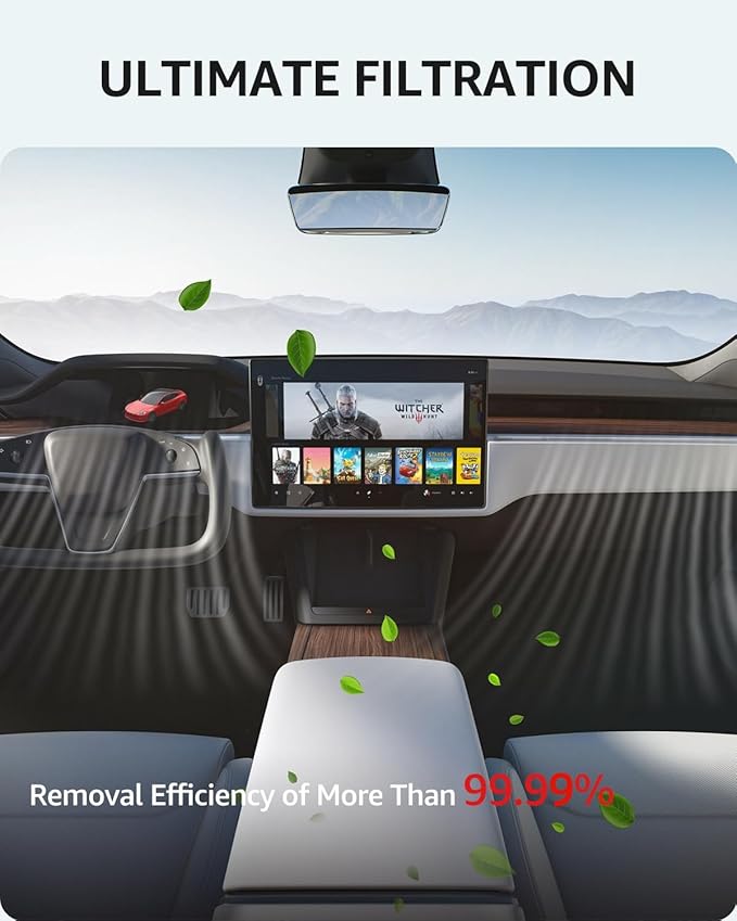 BASENOR 2026 Upgrade Tesla Model S Model X Cabin Air Filter HEPA Replacement Filter Activated Carbon Tesla Model S Plaid Model X Plaid Accessories 2022-2026