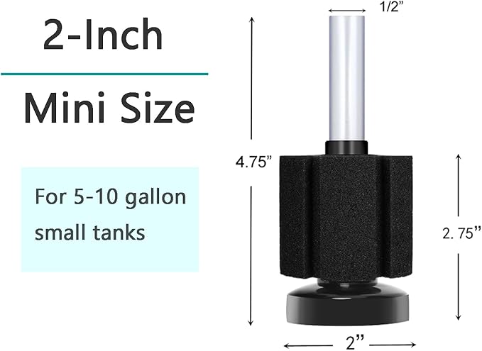 AQUANEAT Aquarium Sponge Filter Breeding Fry Betta Shrimp Nano Fish Tank 4pcs (Small up to 10Gal)