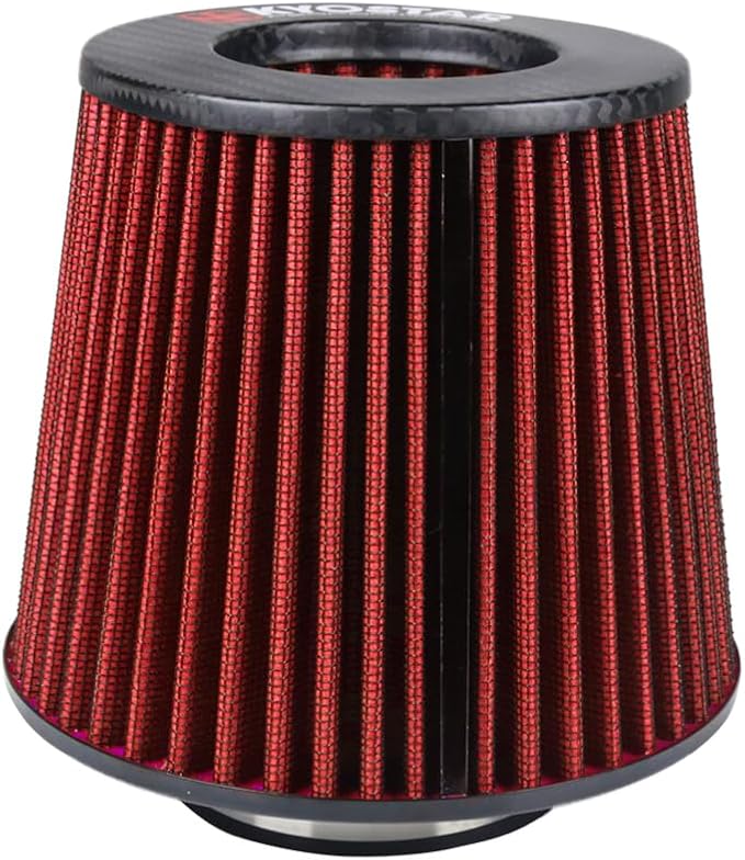 Kyostar Universal Carbon Fiber 3 Inch 76mm Air Intake Cone Filter Replacement Quality Dry Air Filter, Red