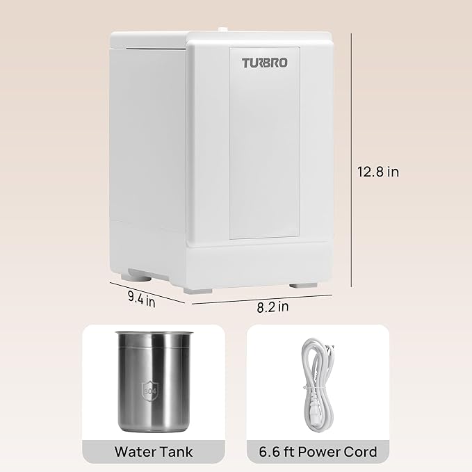 TURBRO 4L/1Gal 304 Stainless Steel Steam Humidifier Warm Mist Humidifier for Bedroom Baby Nursery, 500 mL/h Output, Dishwasher Safe, Easy to Clean, 2 Misting Levels with Sleep Mode, 1-12h Timer, GLS04