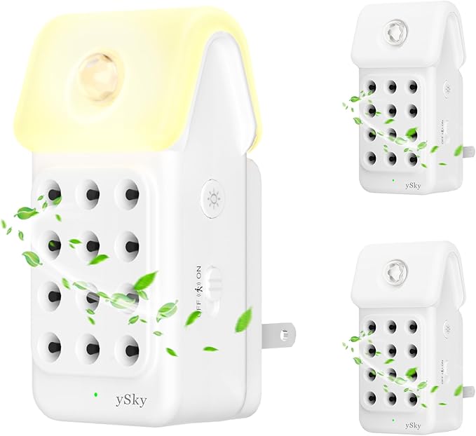 ySky Plug In Air Purifier for Home(3Packs), Negative Ion Air purifiers with LED Motion Sensor Night Light,Quiet Mini Air Ionizers for home,Bathroom,Bedroom,Portable Air ionizer for Odor,Pet smell