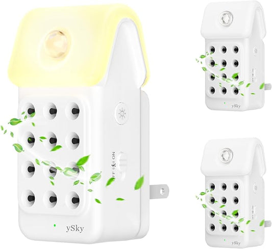ySky Plug In Air Purifier for Home(3Packs), Negative Ion Air purifiers with LED Motion Sensor Night Light,Quiet Mini Air Ionizers for home,Bathroom,Bedroom,Portable Air ionizer for Odor,Pet smell