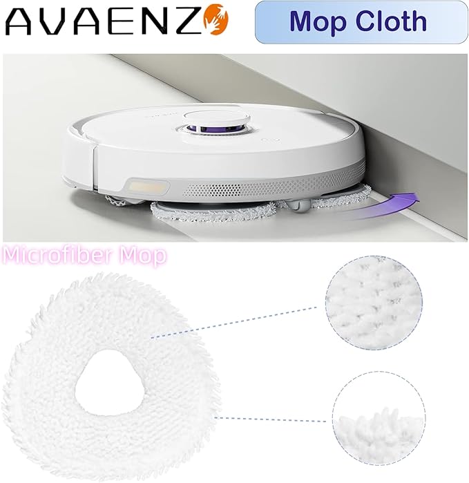12 Pack Replacement Mop Pads Compatible with Narwal Freo X/Z Ultra Z10 Freo Pro J3 J4 YJCC012 YJCC015 Microfiber Resuable Mop Cloth Robot Vacuum Cleaner Accessories, White