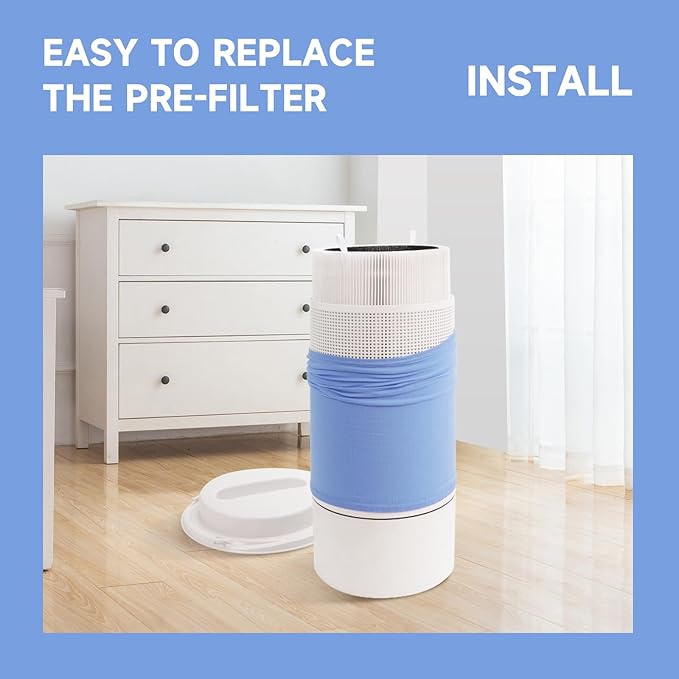 2 Packs 411 Replacement Filter Compatible with Blue Pure 411, 411+, 411 Auto & Mini with 3pcs Outer Cloth Pre-Filter Cover