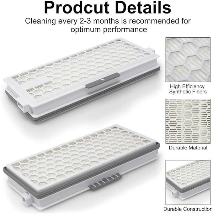 4 Pack SF-HA 50 HEPA AirClean 50 Filter for Miele, Vacuum Filters Compatible with Miele S4, S5, S6, S8, S8000, S8999, S6000, S6999, S5000 Series, Air Filtration for Complete C2 & C3 Models