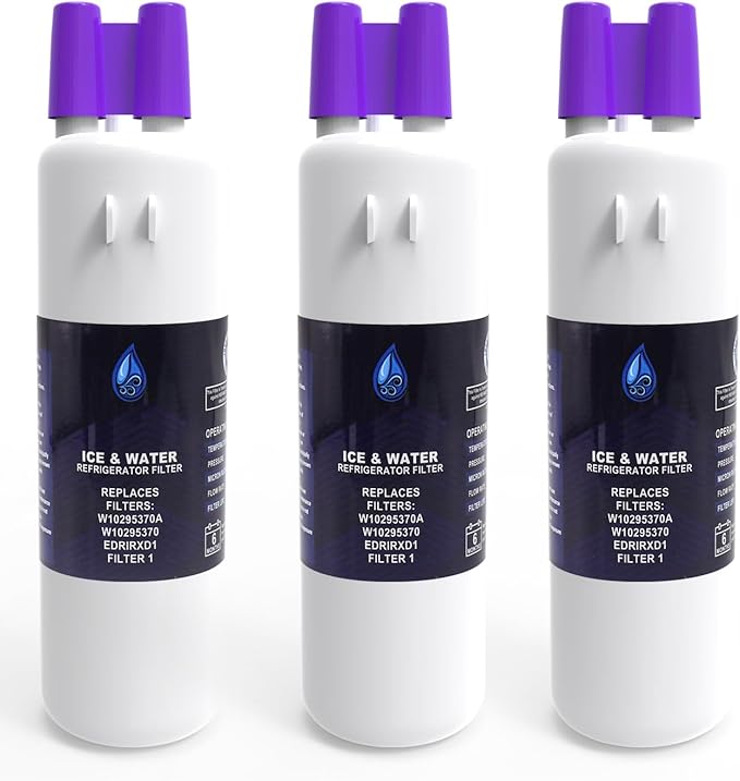 For W10295370A Water Filter Replacement Goods Accessories, Compatible With EDR1RXD1, Filter 1, W10295370, 46-9930,46-9081, P8RFWB2L, P8WB2L, P4RFWB, P5WB2L (Pack of 3)