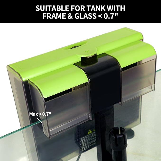 Aquarium Filter for 30-70 Gallon Tank - 4 in 1 Double Waterfall U-V Fish Tank Filter for Green Water & Algae Clean, 8W Quiet Hang on Filter for Saltwater Freshwater, Adjustable Flow, 215 GPH