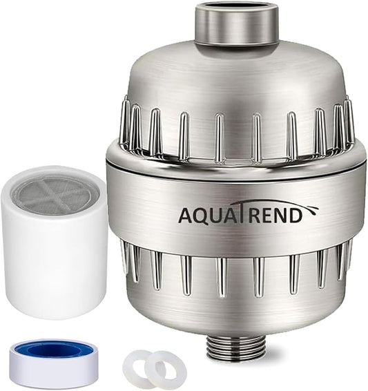 Shower Head Filter, 15 Stage Shower Water Softener, Universal High Output Shower Filter for Removing Chlorine and Fluoride, Improves the Condition of Your Skin, Hair and Nails - Nickel