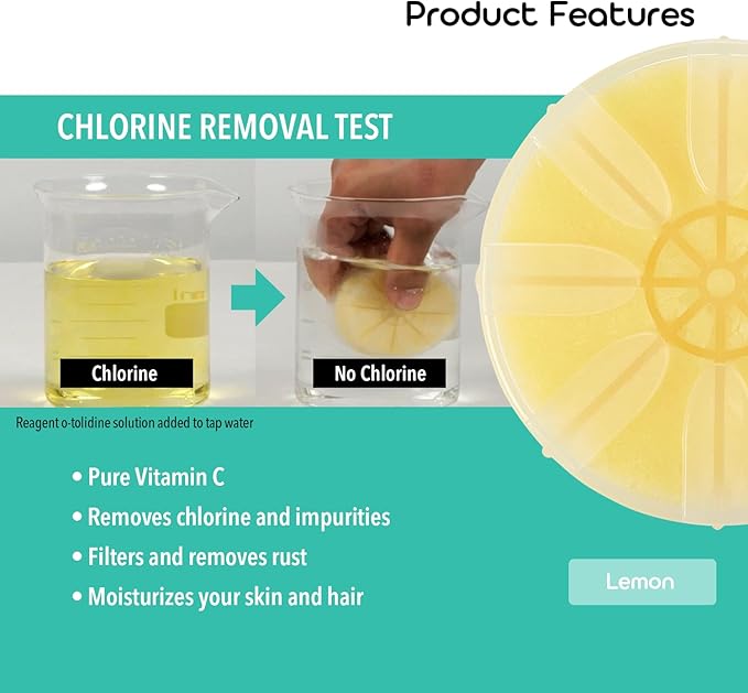 Barumi Vitamin C Filter Pluo Handheld Showerhead - Lemon Scent | 3-Pack, Pure Vitamin C, Moisturizes Skin and Hair, Removes Chlorine and Impurities from Tap Water, Filters Rust, Easy Installation