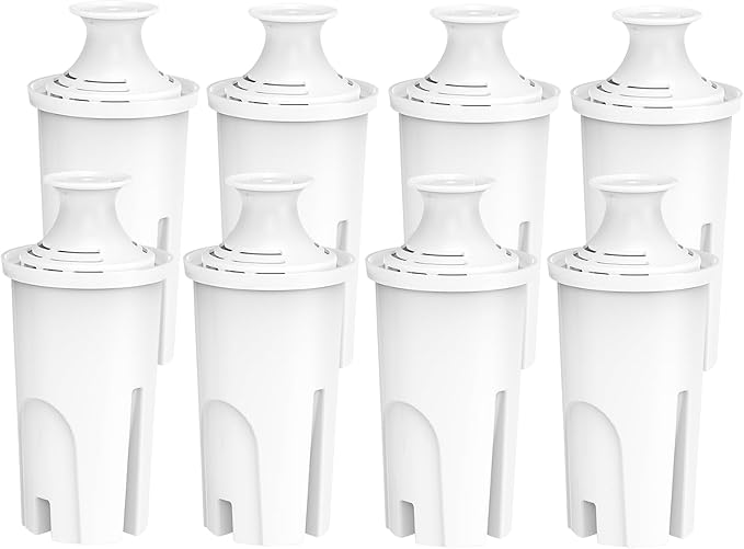Replacement Filters for All Brita® Pitchers and Dispensers, Fits Brita® Classic OB03, Mavea® 107007, and More, NSF/ANSI 42 Certified, Last Up to 2 Months or 40 Gallons (Pack of 8)