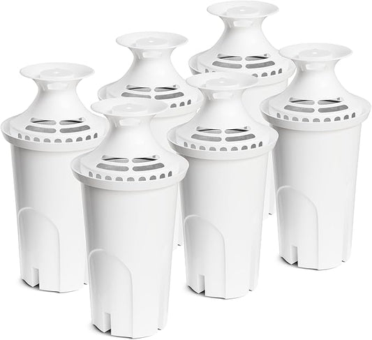 Water Filter Replacement Compatible with Brita Water Pitchers and Dispensers, by DESENRUIS for Classic 35557, OB03, Mavea 107007, Reduce Chlorine and Bad Taste, BPA free, Pack of 6