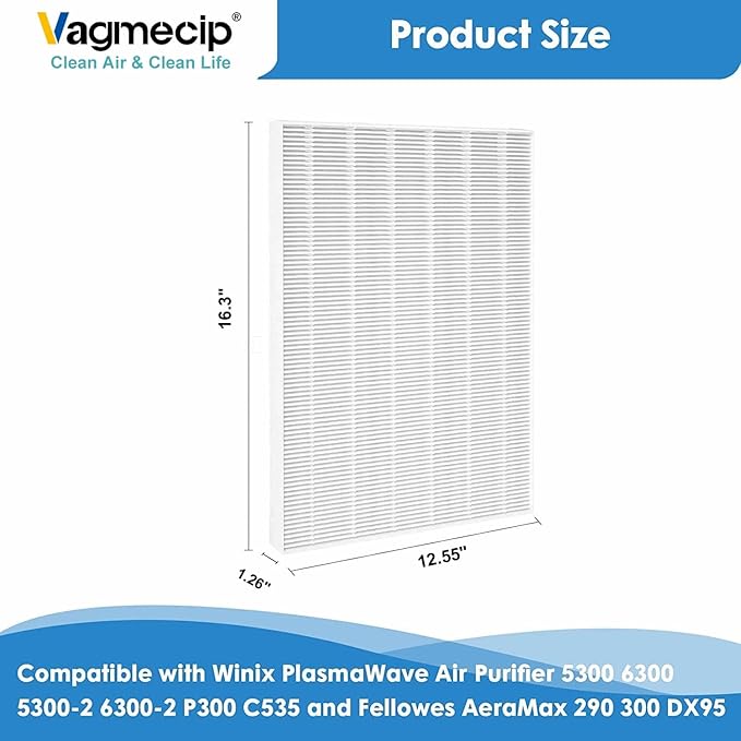 115115 Size 21 Replacement Filter A Compatible with Winix C535, Winix PlasmaWave 5300, 6300, 5300-2, 6300-2, P300 Plasma wave Air Purifier,4 Pack