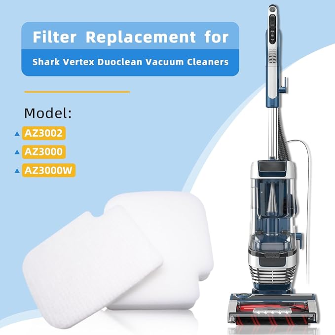 6-Pack AZ3002 Foam & Felt Filters Replacement - Washable Pre-Motor Filters for Shark Stratos AZ3002/AZ3000 Vacuum Cleaners, Pure Maintenance Set (No HEPA) Restores Suction Power