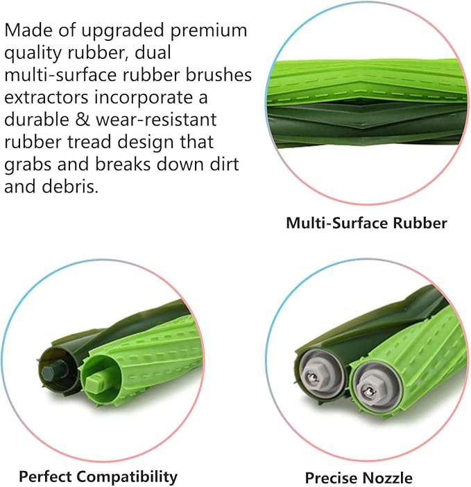 24PK Replacement Parts Kit for iRobot Roomba i7 i7+ i1 i3 i4 i5 i6 i8 J5 J6 J7 J8 J9 Plus E5 E6 Vacuum, Rubber Brushes & High-Efficiency HEPA Filters & Side Brushes