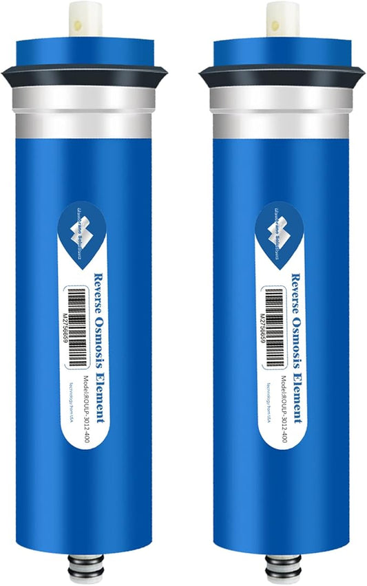 Membrane Solutions 400 GPD RO Membrane, Reverse Osmosis Membrane, RO Membrane Replacement, Reverse Osmosis Filter Replacement for Under Sink Home Drinking RO Water Purifier System (2 PACK)