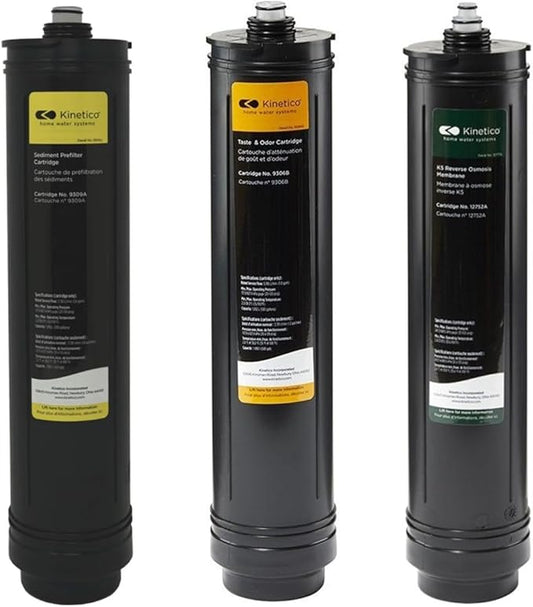 KINETICO K5 Systems 3-Cartridge Set (9309 Yellow, 9306 Orange & 12752 Green RO) - Replacement Undersink Water Filtration Filters - 3 Pack