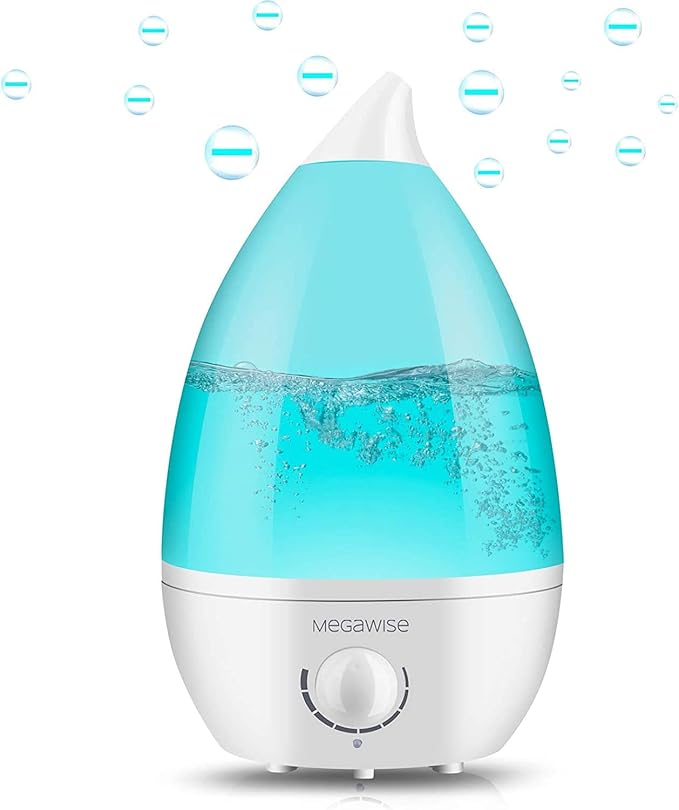 MegaWise Desktop Cool Mist Humidifiers for Bedroom, 24dB Ultrasonic Air Vaporize, Colorful Night Light,0.5 Gal Essential Oil Diffuser, Auto off