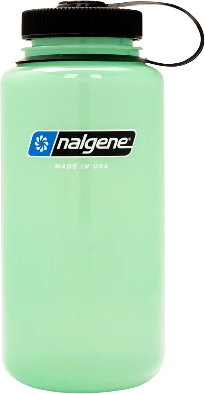 Nalgene Leak Proof Tritan BPA-Free Water Bottle - 32 oz Wide Mouth - Made in the USA for Outdoor Use & Daily Hydration (Glow Green)