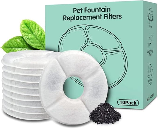 10-Pack Replacement Filters for Cat Fountain | Pet Water Fountain Filter | Activated Carbon Filter | Not for Catit
