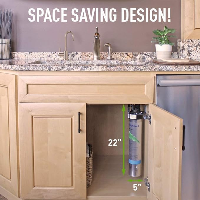 Pentair Everpure H-300 Drinking Water System, EV927076, NSF Certified to Reduce Lead, Includes Filter Head, Filter Cartridge, All Hardware and Connectors, 300 Gallon Capacity, 0.5 Micron