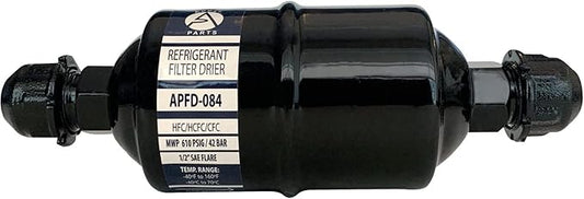 Appli Parts APFD-084 1/2 in Liquid Line Refrigerant AC Filter Drier hvac Refrigeration 084 SAE Flare connection universal unidirectional 6in long 2 in wide