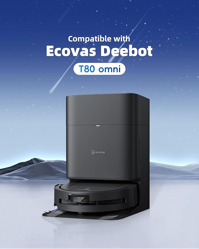 21 Pcs Replacement Parts Kit Compatible with ECOVACS DEEBOT T80 Omni Robot Vacuum - Accessory Set with 1 Main Brush, 3 Mop Brush Rollers, 4 Filters, 6 Dust Bags, 6 Side Brushes, 1 Cleaning Brush