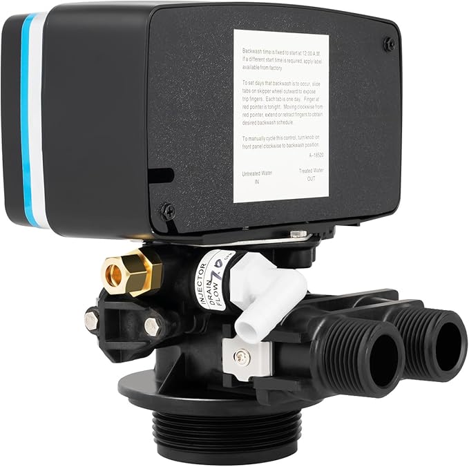 Water Softener Control Head Timer Water Softener Control Valve 110V 3W Backwash Head 12 Day Timer Valve Replacement Softener Valve For Filter Resin Tanks, Black