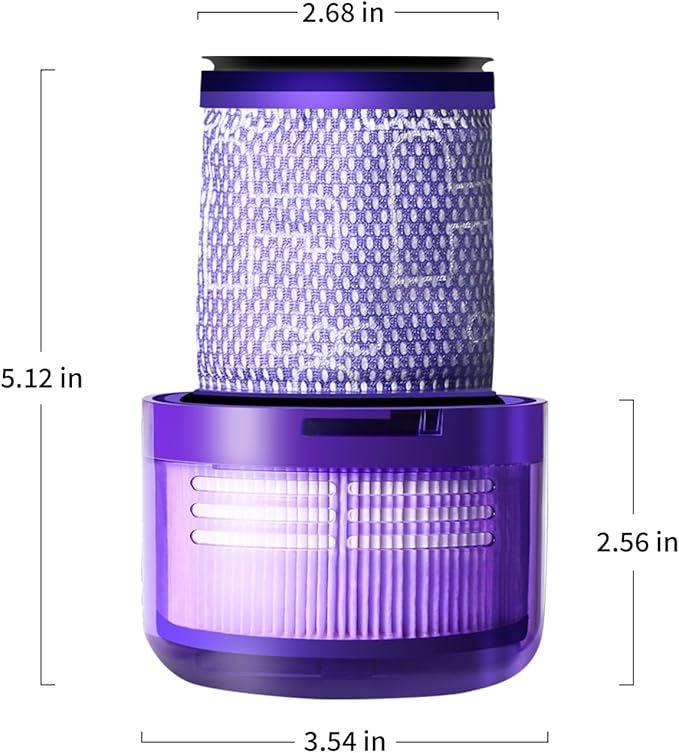 keluke V11 Filter Replacement for Dyson V11 Torque Drive, V11 Animal V11 Complete V11 Extra V15 Detect Submarine Vacuums, Replace Part # 970013-02, 1 Pack Filter and 1 Clean Brush, Purple, LX-V11-1P