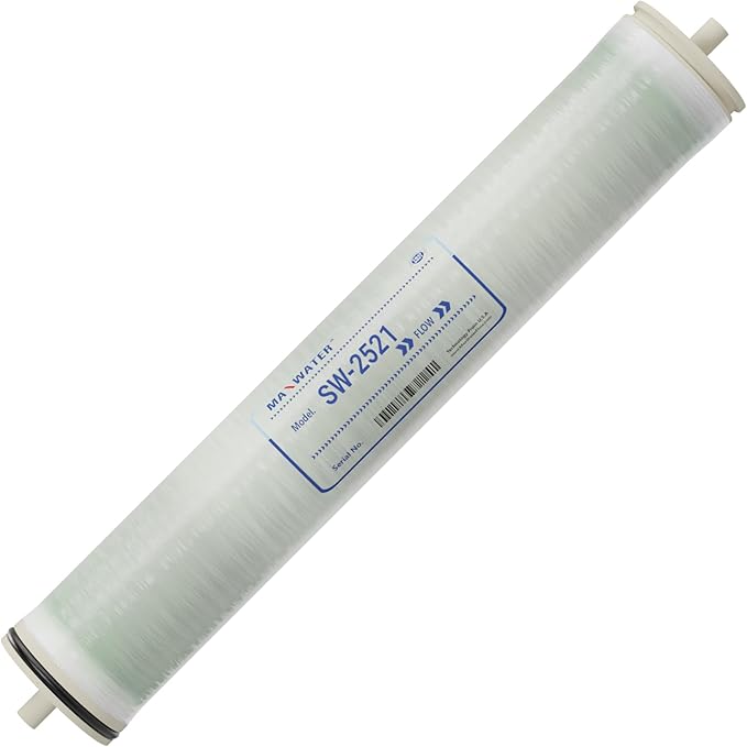 Max Water 25" x 21" SW-2521 RO Membrane Element- Sea Water RO 350 GPD for Desalination, Commercial, Agricultural, Municipal water Treatment, 99.6% Rejection Rate compatible with SW30-2521 M-S2521A