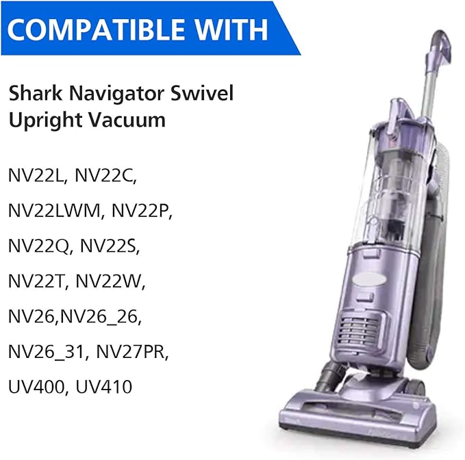 NV22L Filters for Shark Navigator Swivel Upright Vacuum NV22L, NV22, NV22S, NV26, NV27, UV400 Part # XF22, 8 Foam + 4 Felt Circular & Exhaust Filters Kit