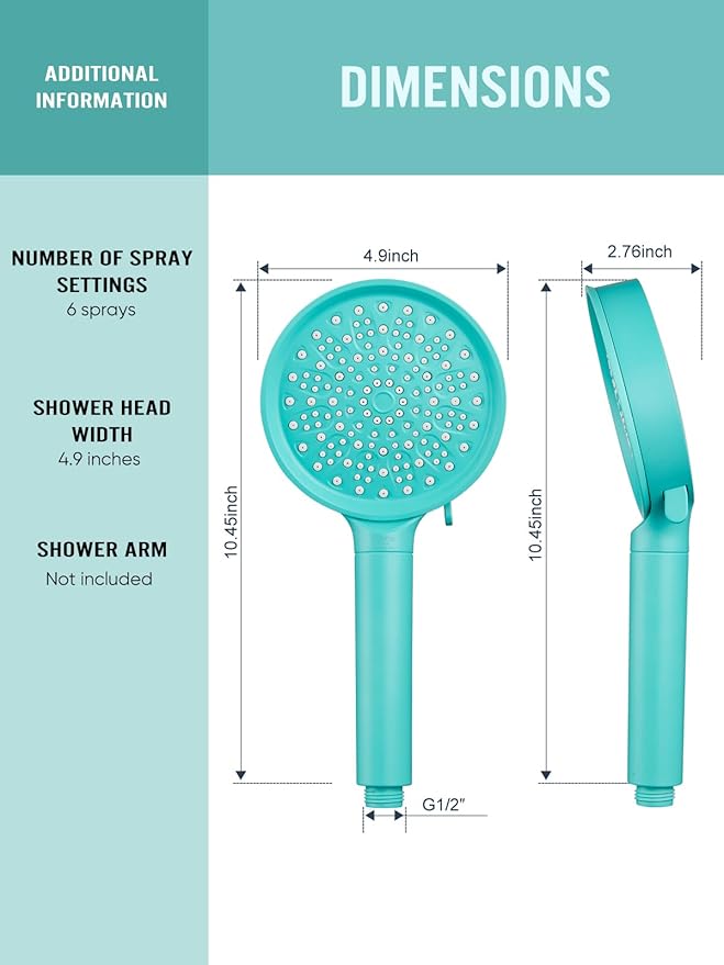 Cobbe Filtered Shower Head with Handheld, High Pressure 6 Spray Mode Showerhead with Filters, Water Softener Filters Beads for Hard Water - Remove Chlorine - Reduces Dry Itchy Skin, Bluish Green