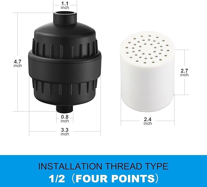 Matte Black Shower Head Filter with 6 Replacement Cartridges - 20 Stage Water Softener for Hard Water - Reduce Chlorine and Fluoride - Ideal for Improve Skin, Hair, and Scalp Condition