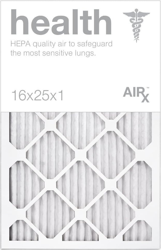 AIRX WICKED CLEAN AIR. Premium MERV 13 HEALTH Series - Made in the USA - Box of 6 - Pleated Air Filter 16x25x1