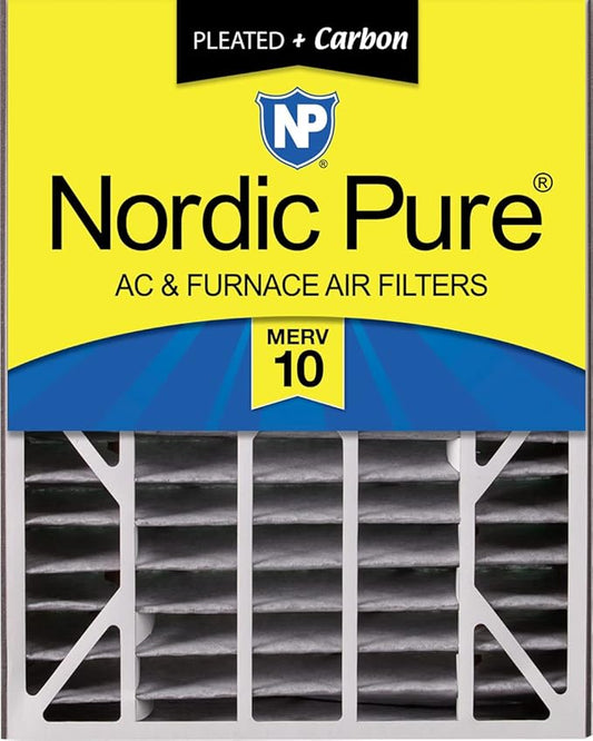 Nordic Pure 20x25x5 (19_3/4 x 24_1/4 x 4_7/8) Air Bear AC Filter Replacement MERV 10 Pleated + Carbon 1 Pack